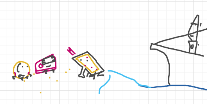 A panel from Ready Oar Knot, episode three of the Board Boards object show by Furretwalk/WalkingFurret.